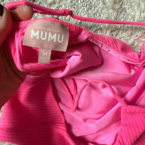 Show Me Your MuMu High Neck Pink Ribbed Body Suit Size M - Picture 4 of 7